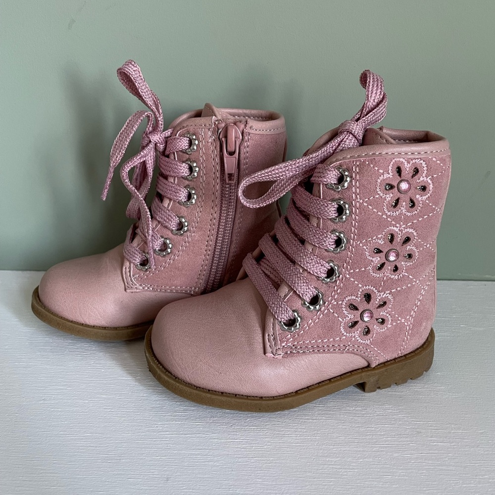 EUC Rachel Shoes Size 5 Baby Girls Toddler Pink Combat Boots